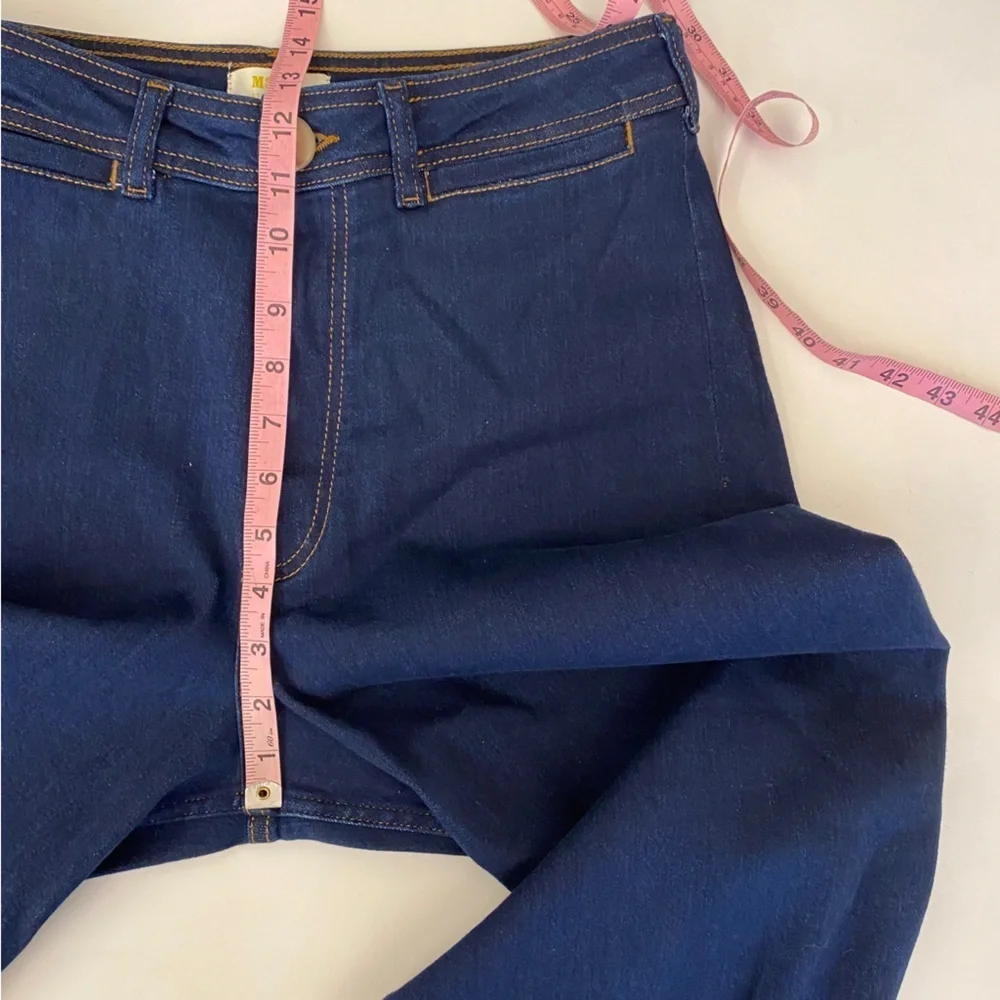 Anthropologie || High Rise‎ Wide Leg Raw Hem Trouser Jeans Dark Wash Blue 31